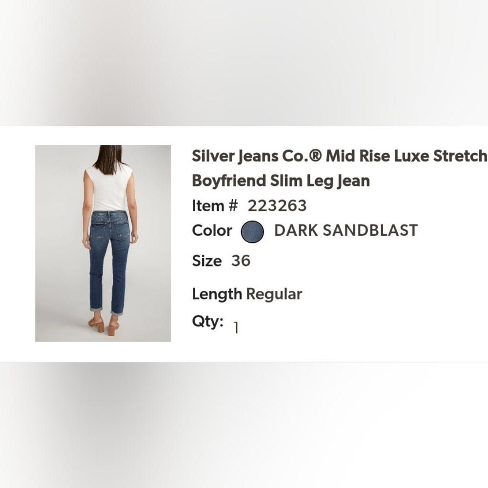 NWOT Silver Jeans Dark Sand Women Boyfriend Slim Leg Jeans W36/L29